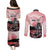 Personalised Japan Samurai Warrior Couples Matching Puletasi and Long Sleeve Button Shirt Japanese Cherry Blossom Polynesian Pattern - Polynesian Pride