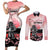 Personalised Japan Samurai Warrior Couples Matching Short Sleeve Bodycon Dress and Long Sleeve Button Shirt Japanese Cherry Blossom Polynesian Pattern - Polynesian Pride