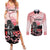 Personalised Japan Samurai Warrior Couples Matching Summer Maxi Dress and Long Sleeve Button Shirt Japanese Cherry Blossom Polynesian Pattern - Polynesian Pride