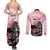Personalised Japan Samurai Warrior Couples Matching Summer Maxi Dress and Long Sleeve Button Shirt Japanese Cherry Blossom Polynesian Pattern - Polynesian Pride