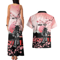 Personalised Japan Samurai Warrior Couples Matching Tank Maxi Dress and Hawaiian Shirt Japanese Cherry Blossom Polynesian Pattern - Polynesian Pride