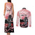 Personalised Japan Samurai Warrior Couples Matching Tank Maxi Dress and Long Sleeve Button Shirt Japanese Cherry Blossom Polynesian Pattern - Polynesian Pride