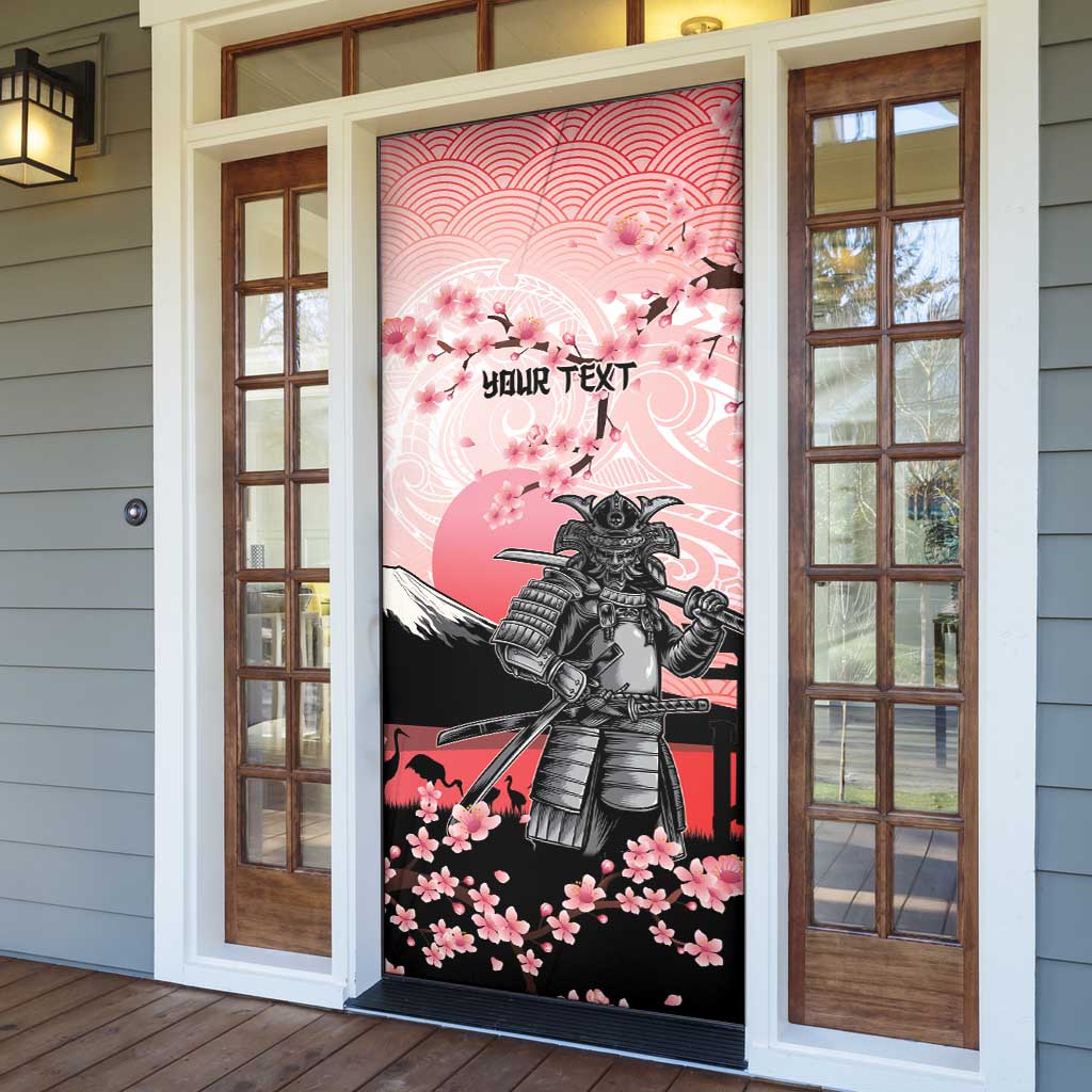Personalised Japan Samurai Warrior Door Cover Japanese Cherry Blossom Polynesian Pattern LT14 - Polynesian Pride