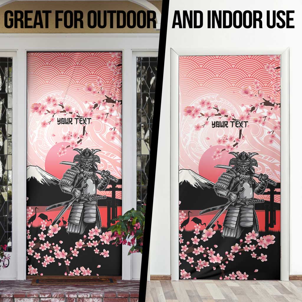 Personalised Japan Samurai Warrior Door Cover Japanese Cherry Blossom Polynesian Pattern LT14 - Polynesian Pride