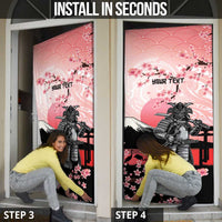 Personalised Japan Samurai Warrior Door Cover Japanese Cherry Blossom Polynesian Pattern LT14 - Polynesian Pride