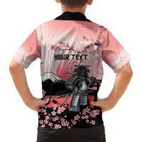 Personalised Japan Samurai Warrior Family Matching Long Sleeve Bodycon Dress and Hawaiian Shirt Japanese Cherry Blossom Polynesian Pattern - Polynesian Pride