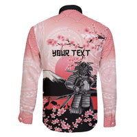 Personalised Japan Samurai Warrior Family Matching Long Sleeve Bodycon Dress and Hawaiian Shirt Japanese Cherry Blossom Polynesian Pattern - Polynesian Pride
