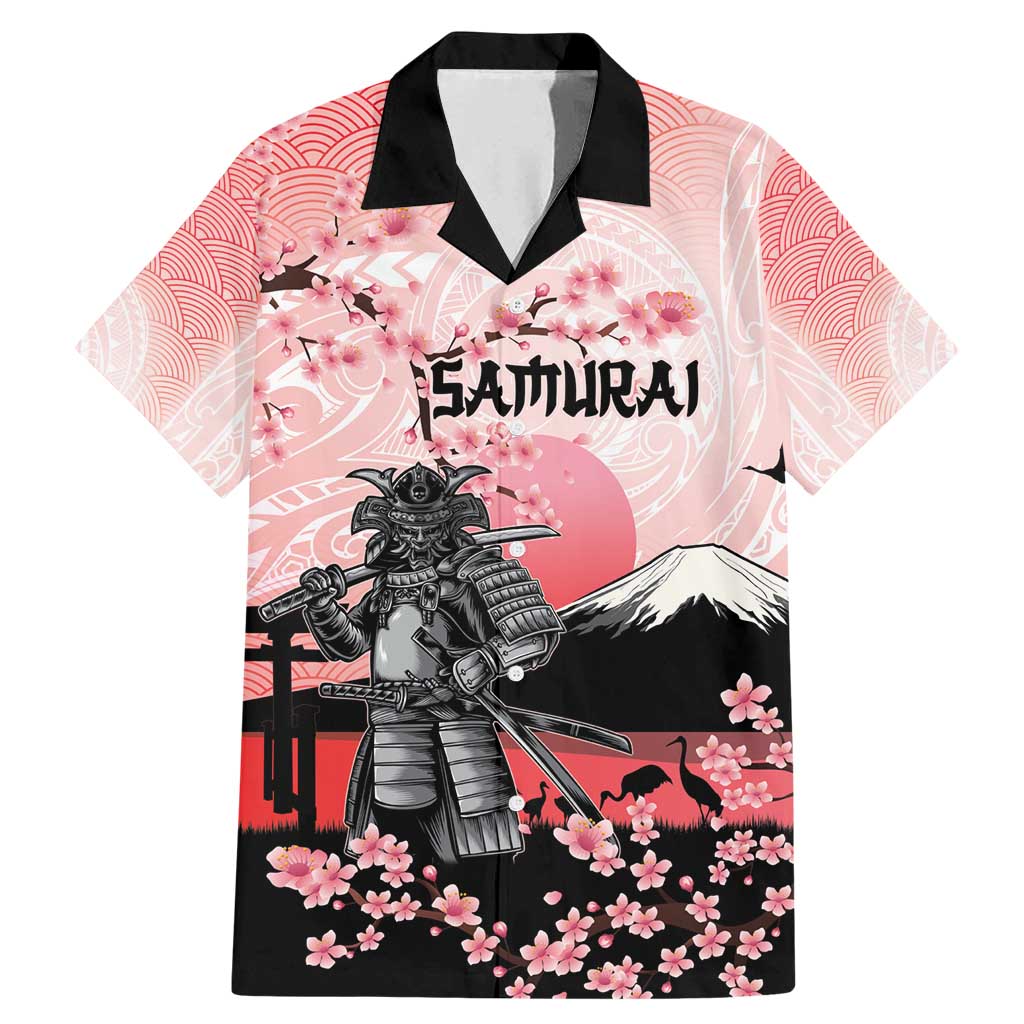 Personalised Japan Samurai Warrior Family Matching Mermaid Dress and Hawaiian Shirt Japanese Cherry Blossom Polynesian Pattern - Polynesian Pride
