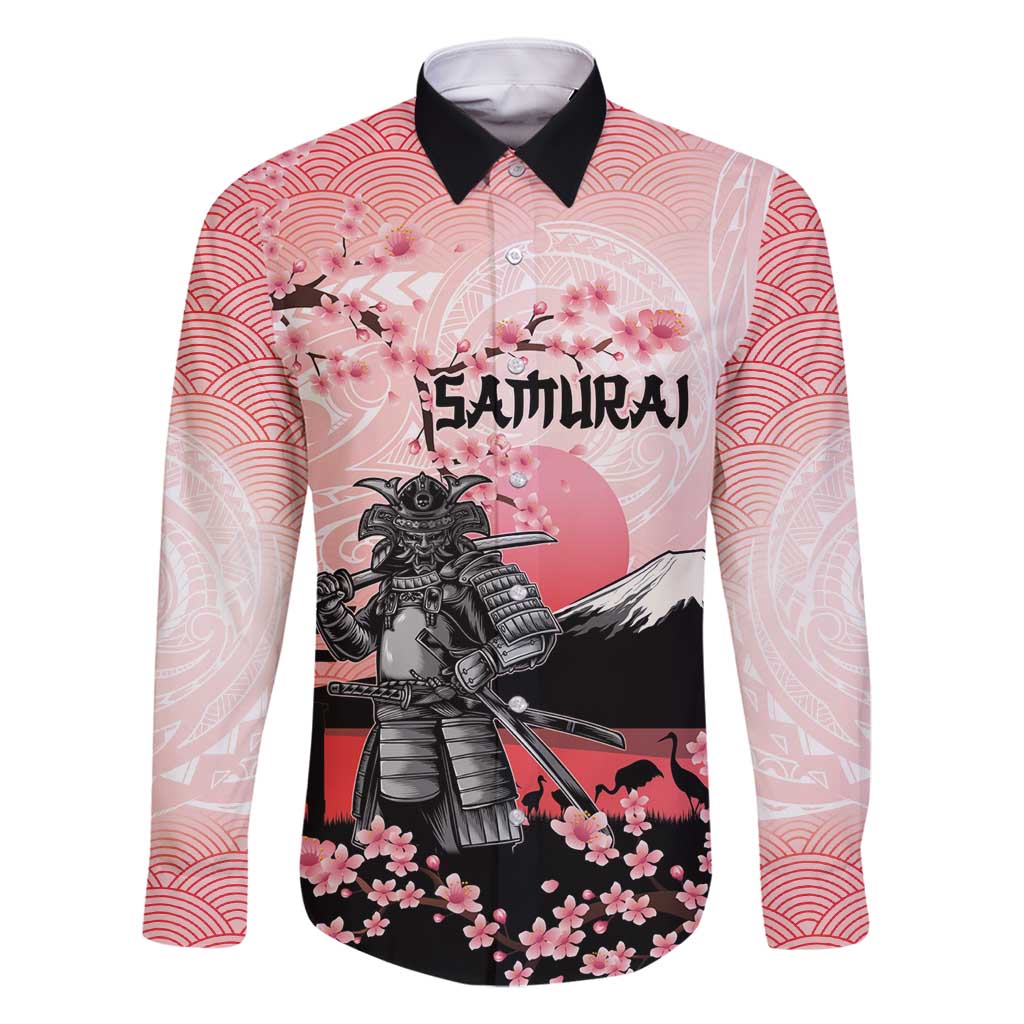 Personalised Japan Samurai Warrior Family Matching Mermaid Dress and Hawaiian Shirt Japanese Cherry Blossom Polynesian Pattern - Polynesian Pride