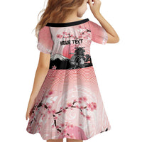 Personalised Japan Samurai Warrior Family Matching Off Shoulder Short Dress and Hawaiian Shirt Japanese Cherry Blossom Polynesian Pattern - Polynesian Pride