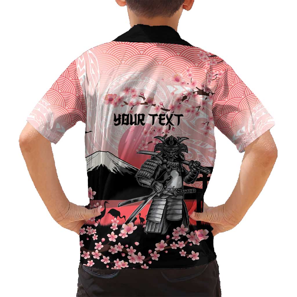 Personalised Japan Samurai Warrior Family Matching Summer Maxi Dress and Hawaiian Shirt Japanese Cherry Blossom Polynesian Pattern - Polynesian Pride