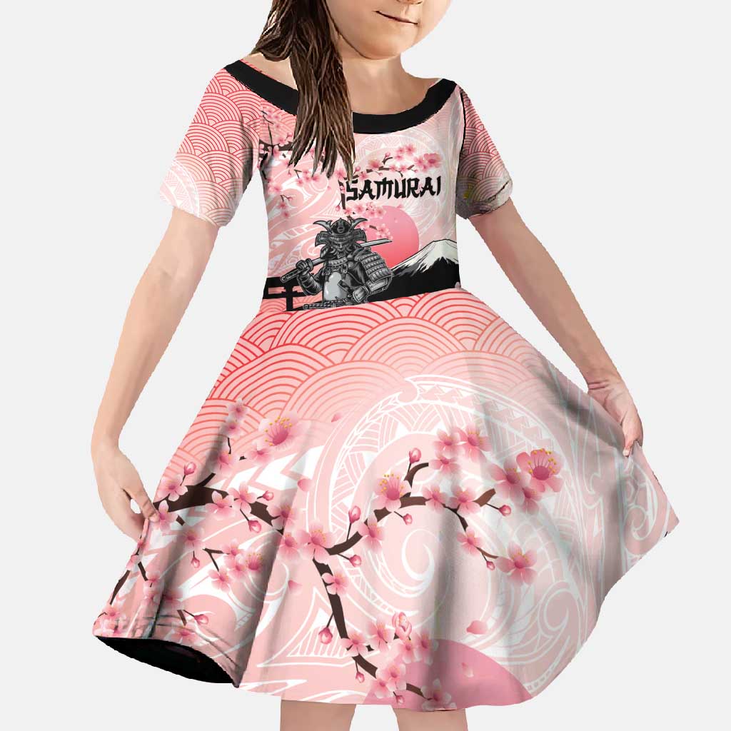 Personalised Japan Samurai Warrior Family Matching Tank Maxi Dress and Hawaiian Shirt Japanese Cherry Blossom Polynesian Pattern - Polynesian Pride