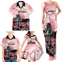 Personalised Japan Samurai Warrior Family Matching Tank Maxi Dress and Hawaiian Shirt Japanese Cherry Blossom Polynesian Pattern - Polynesian Pride