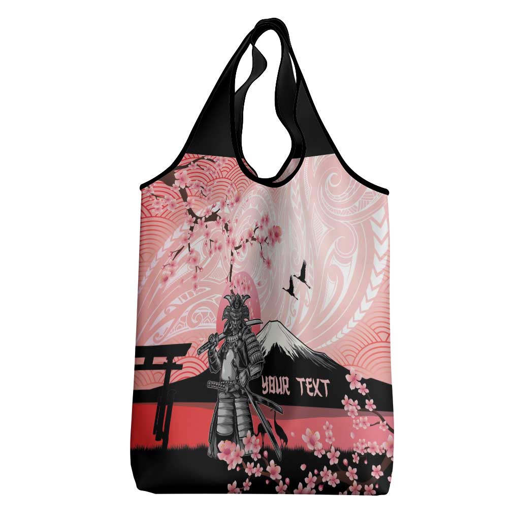 Personalised Japan Samurai Warrior Grocery Bag Japanese Cherry Blossom Polynesian Pattern LT14 - Polynesian Pride