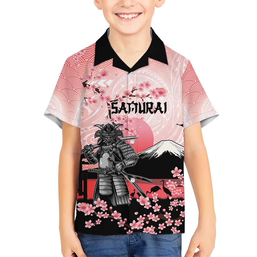 Personalised Japan Samurai Warrior Hawaiian Shirt Japanese Cherry Blossom Polynesian Pattern - Polynesian Pride