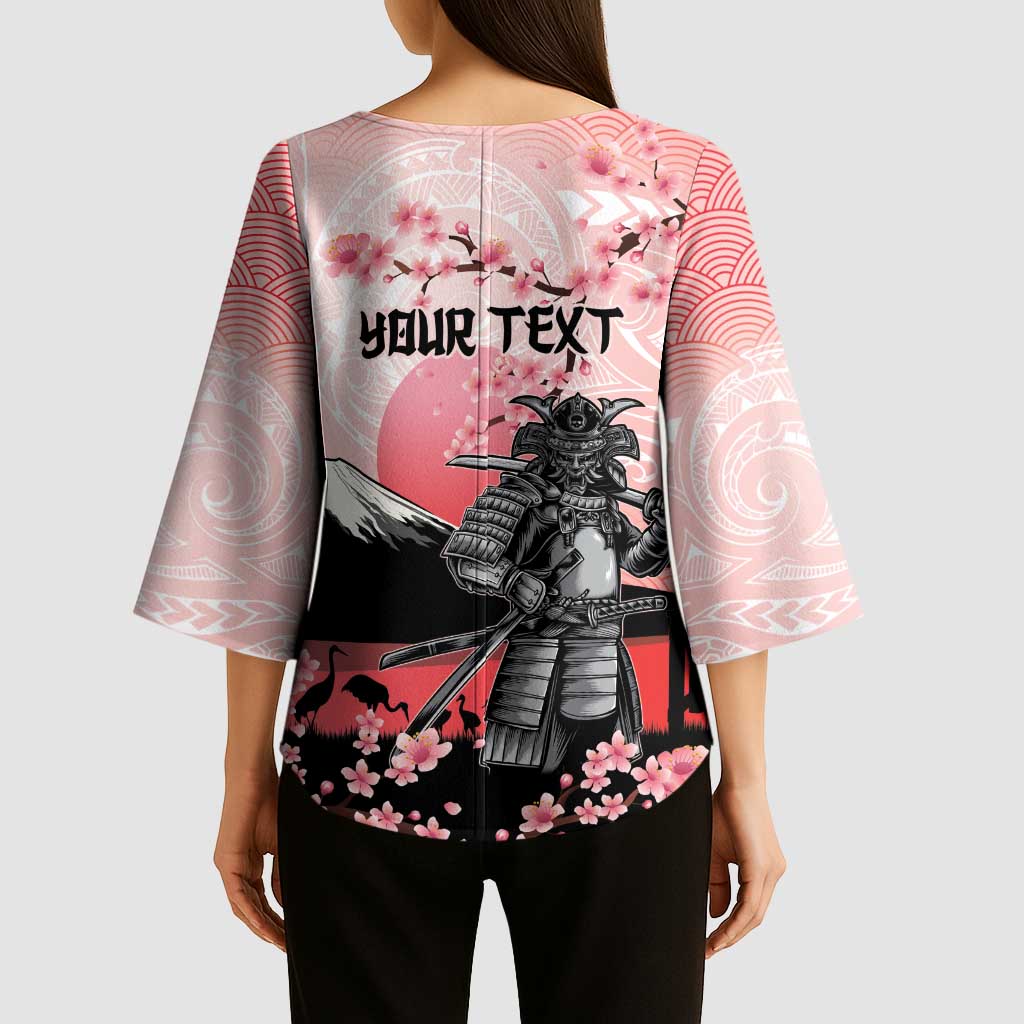 Personalised Japan Samurai Warrior Kimono Sleeve Blouse Japanese Cherry Blossom Polynesian Pattern LT14 - Polynesian Pride
