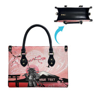 Personalised Japan Samurai Warrior Leather Bag Japanese Cherry Blossom Polynesian Pattern - Polynesian Pride