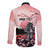 Personalised Japan Samurai Warrior Long Sleeve Button Shirt Japanese Cherry Blossom Polynesian Pattern - Polynesian Pride