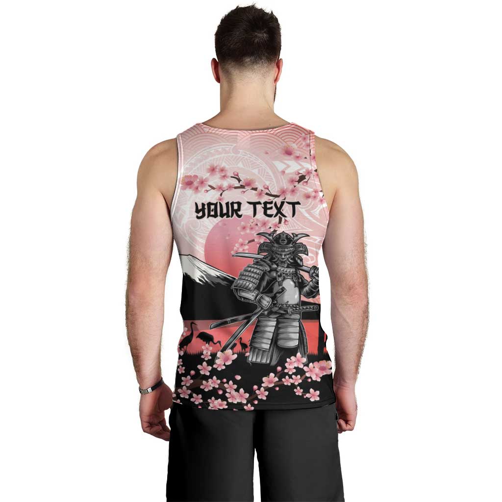 Personalised Japan Samurai Warrior Men Tank Top Japanese Cherry Blossom Polynesian Pattern LT14 - Polynesian Pride