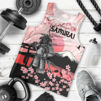 Personalised Japan Samurai Warrior Men Tank Top Japanese Cherry Blossom Polynesian Pattern LT14 - Polynesian Pride