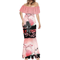 Personalised Japan Samurai Warrior Mermaid Dress Japanese Cherry Blossom Polynesian Pattern - Polynesian Pride