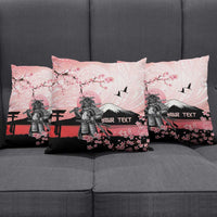 Personalised Japan Samurai Warrior Pillow Cover Japanese Cherry Blossom Polynesian Pattern - Polynesian Pride