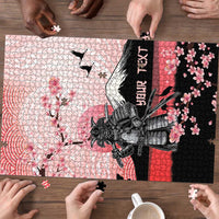 Personalised Japan Samurai Warrior Puzzle Japanese Cherry Blossom Polynesian Pattern LT14 - Polynesian Pride