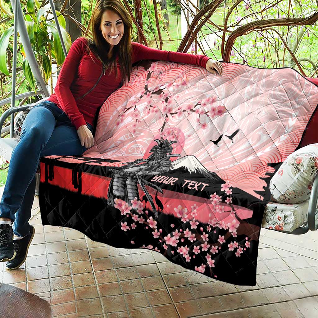 Personalised Japan Samurai Warrior Quilt Japanese Cherry Blossom Polynesian Pattern - Polynesian Pride