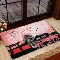 Personalised Japan Samurai Warrior Rubber Doormat Japanese Cherry Blossom Polynesian Pattern LT14 - Polynesian Pride