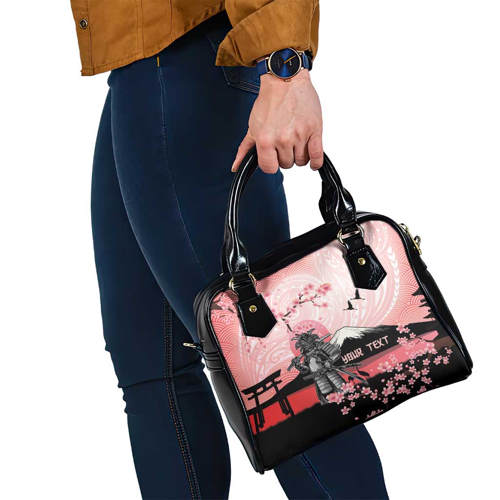 Personalised Japan Samurai Warrior Shoulder Handbag Japanese Cherry Blossom Polynesian Pattern - Polynesian Pride