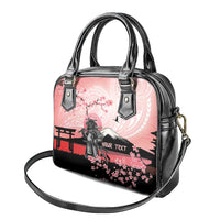 Personalised Japan Samurai Warrior Shoulder Handbag Japanese Cherry Blossom Polynesian Pattern - Polynesian Pride
