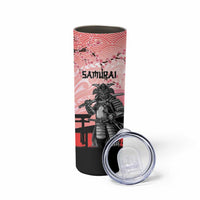 Personalised Japan Samurai Warrior Skinny Tumbler Japanese Cherry Blossom Polynesian Pattern - Polynesian Pride
