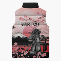 Personalised Japan Samurai Warrior Sleeveless Puffer Jacket Japanese Cherry Blossom Polynesian Pattern LT14 - Polynesian Pride