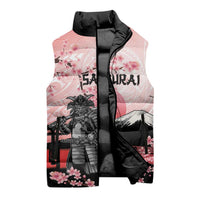 Personalised Japan Samurai Warrior Sleeveless Puffer Jacket Japanese Cherry Blossom Polynesian Pattern LT14 - Polynesian Pride