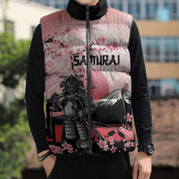Personalised Japan Samurai Warrior Sleeveless Puffer Jacket Japanese Cherry Blossom Polynesian Pattern LT14 - Polynesian Pride