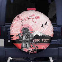 Personalised Japan Samurai Warrior Spare Tire Cover Japanese Cherry Blossom Polynesian Pattern - Polynesian Pride