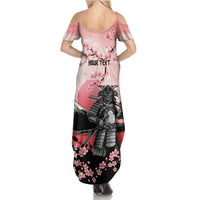 Personalised Japan Samurai Warrior Summer Maxi Dress Japanese Cherry Blossom Polynesian Pattern - Polynesian Pride