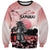 Personalised Japan Samurai Warrior Sweatshirt Japanese Cherry Blossom Polynesian Pattern - Polynesian Pride