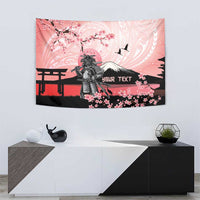 Personalised Japan Samurai Warrior Tapestry Japanese Cherry Blossom Polynesian Pattern - Polynesian Pride