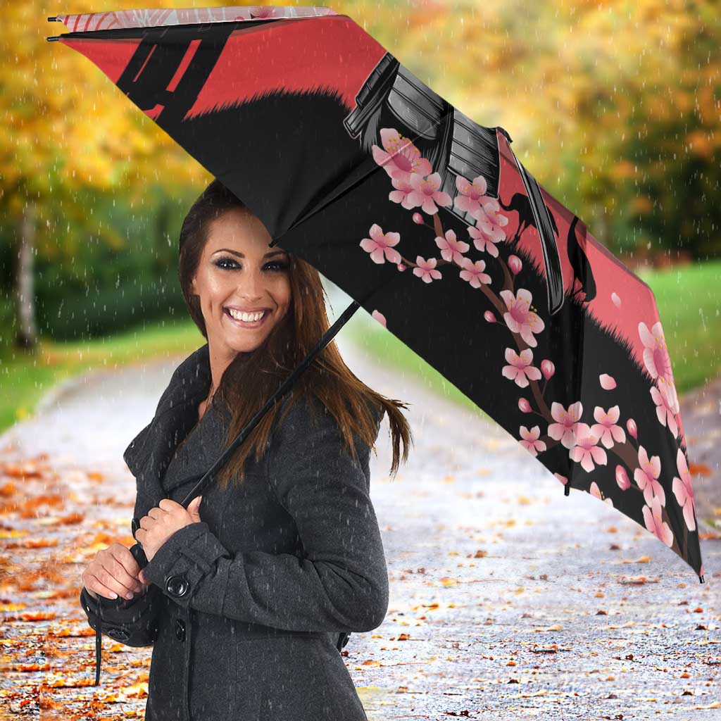 Personalised Japan Samurai Warrior Umbrella Japanese Cherry Blossom Polynesian Pattern - Polynesian Pride