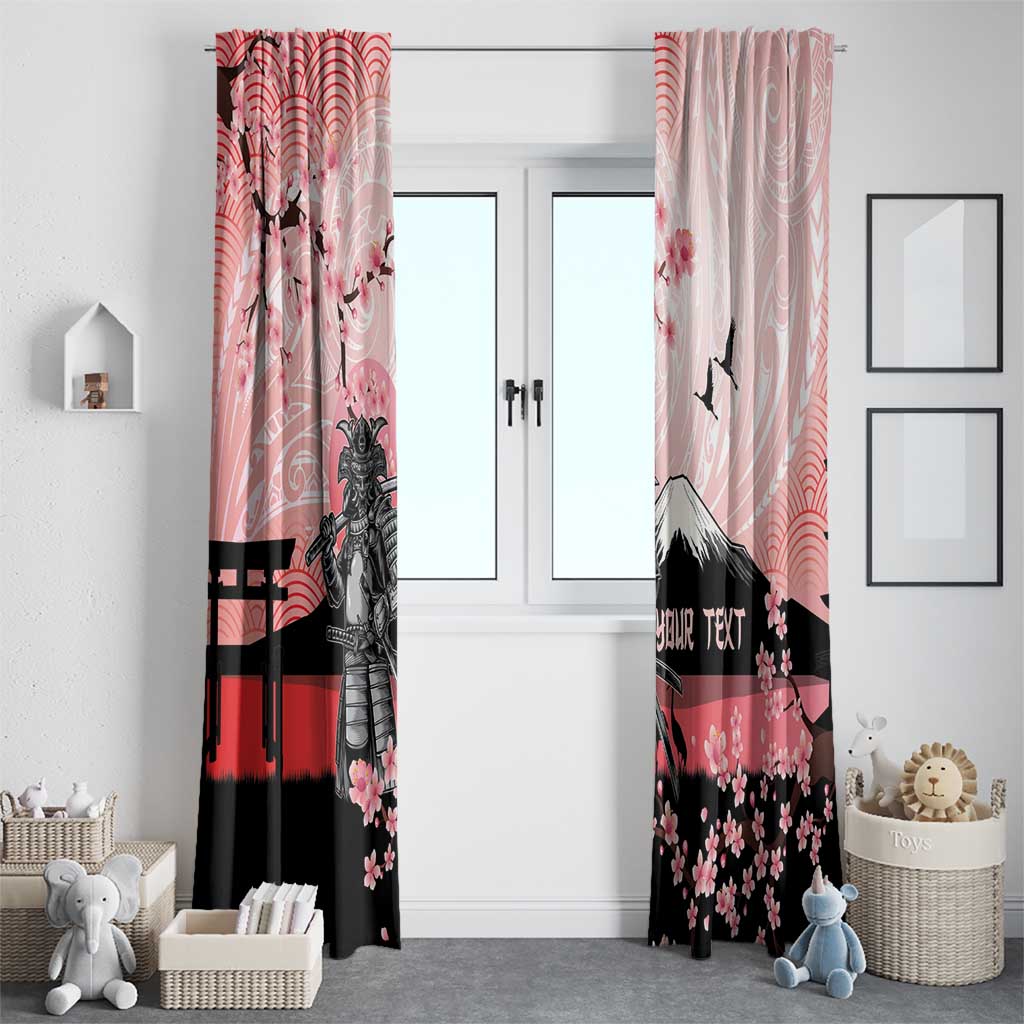Personalised Japan Samurai Warrior Window Curtain Japanese Cherry Blossom Polynesian Pattern - Polynesian Pride