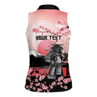 Personalised Japan Samurai Warrior Women Sleeveless Polo Shirt Japanese Cherry Blossom Polynesian Pattern - Polynesian Pride