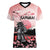 Personalised Japan Samurai Warrior Women V-Neck T-Shirt Japanese Cherry Blossom Polynesian Pattern - Polynesian Pride