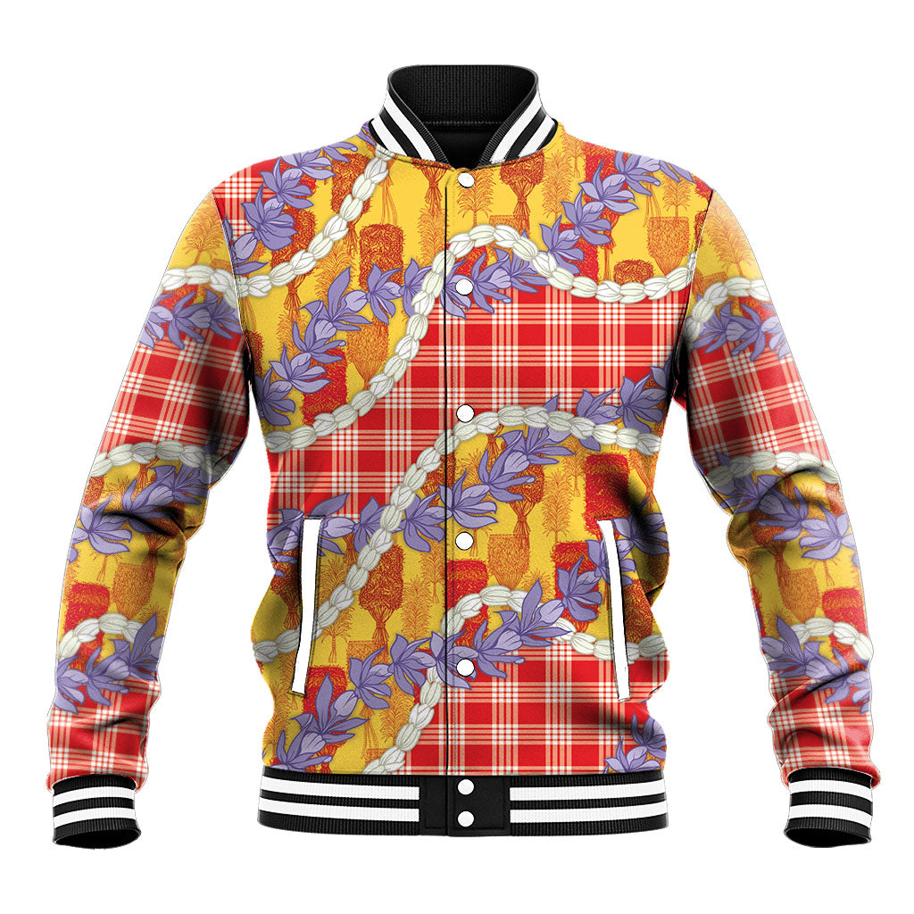 Hawaii Kahili Palaka Motifs Baseball Jacket Hawaiian Honohono Pikake Lei