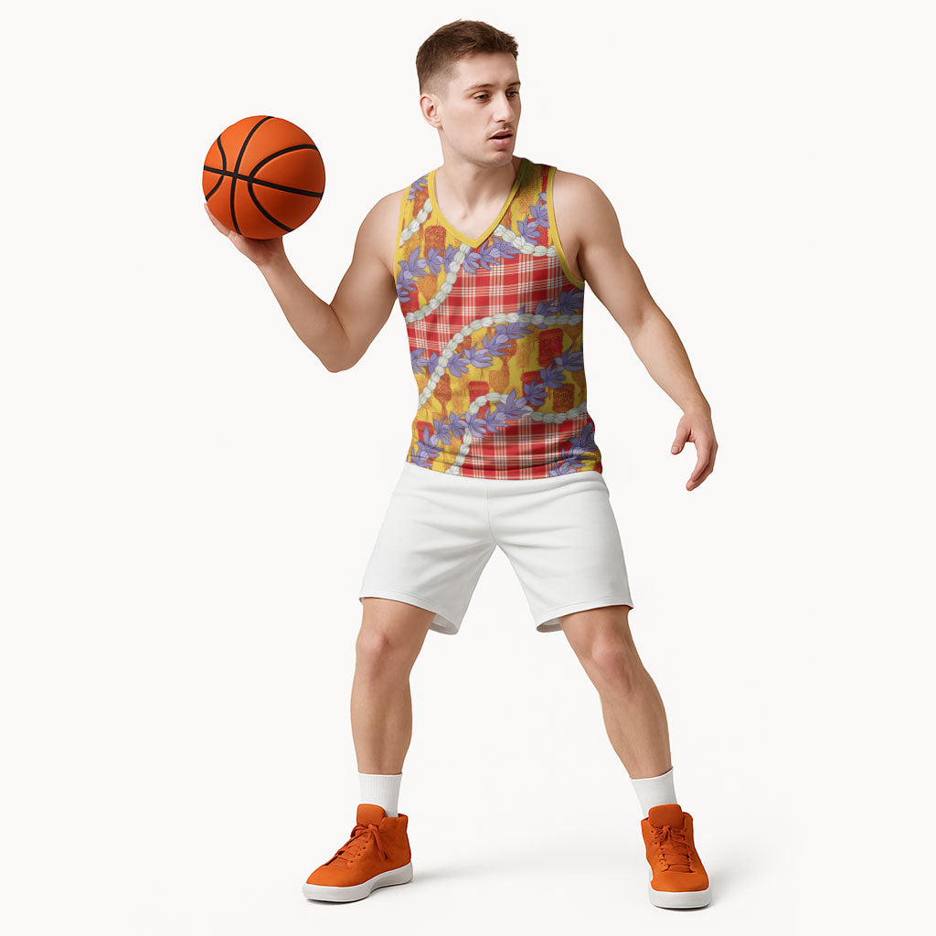 Hawaii Kahili Palaka Motifs Basketball Jersey Hawaiian Honohono Pikake Lei