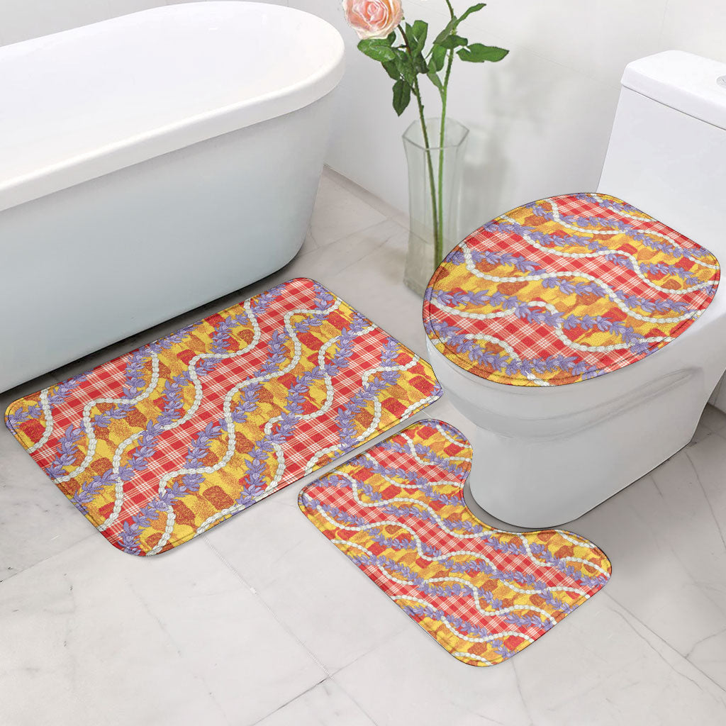 Hawaii Kahili Palaka Motifs Bathroom Set Hawaiian Honohono Pikake Lei