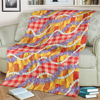 Hawaii Kahili Palaka Motifs Blanket Hawaiian Honohono Pikake Lei