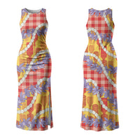 Hawaii Kahili Palaka Motifs Couples Matching Tank Maxi Dress and Hawaiian Shirt Hawaiian Honohono Pikake Lei LT14 - Polynesian Pride