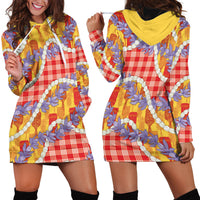 Hawaii Kahili Palaka Motifs Hoodie Dress Hawaiian Honohono Pikake Lei