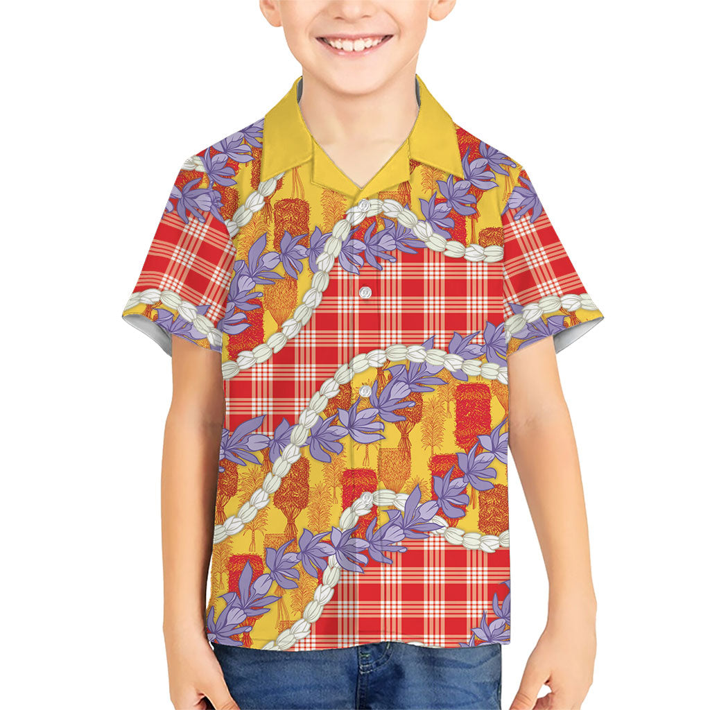 Hawaii Kahili Palaka Motifs Kid Hawaiian Shirt Hawaiian Honohono Pikake Lei